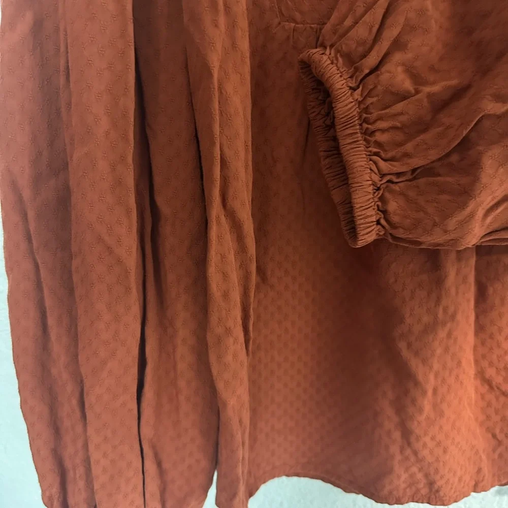 Universal Thread Terracotta Blouse L Terracotta Cottagecore Peasant Boho Prairie - Picture 2 of 4